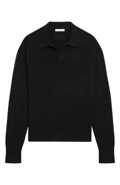 Helmut Lang Brushed Open Collar Polo Sweater In Black