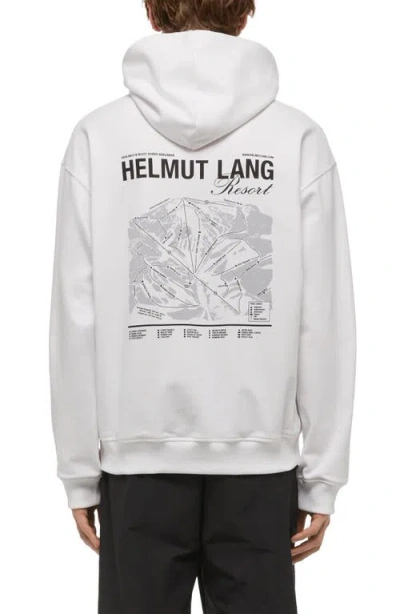 Helmut Lang Ski Map Compact Fleece Graphic Hoodie In White