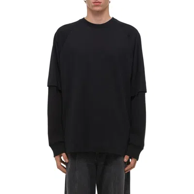 Helmut Lang Double Layer Waffle Stitch Top In Black