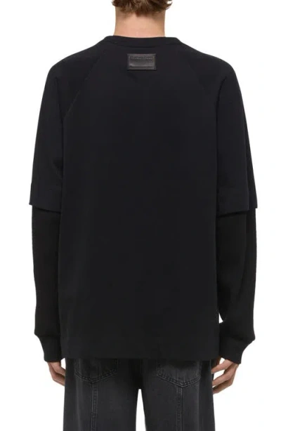 Helmut Lang Double Layer Waffle Stitch Top In Black