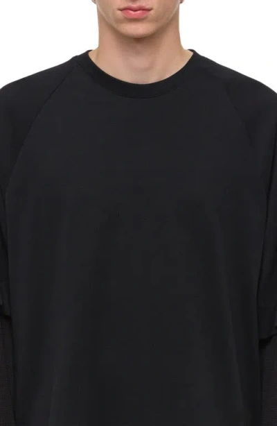 Helmut Lang Double Layer Waffle Stitch Top In Black