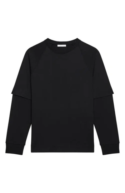 Helmut Lang Double Layer Waffle Stitch Top In Black