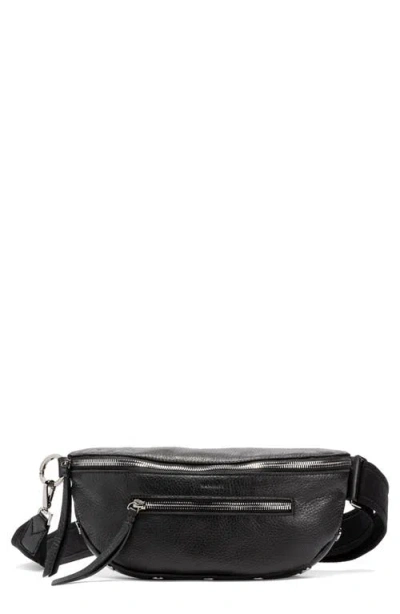 Hammitt Charles Leather Crossbody Belt Bag In Clear Black Brushed Gold Red Zip