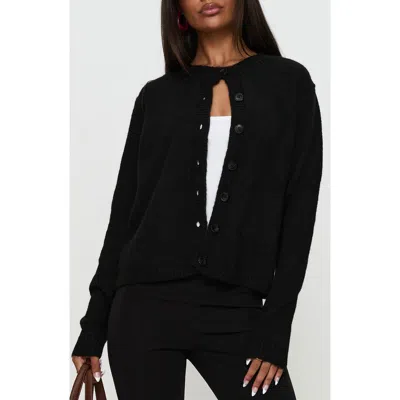 Princess Polly Denmark Rib Knit Cardigan In Black