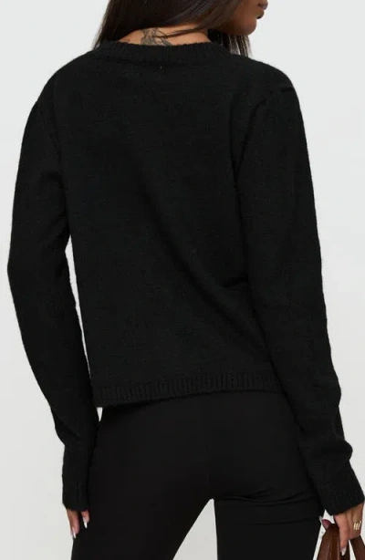 Princess Polly Denmark Rib Knit Cardigan In Black