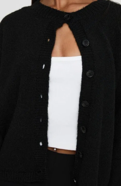 Princess Polly Denmark Rib Knit Cardigan In Black