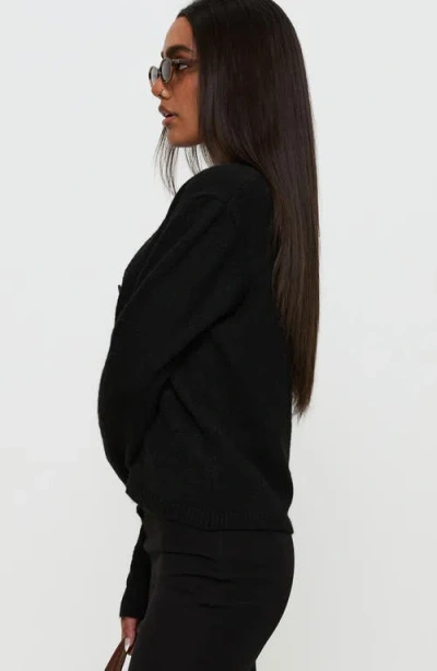 Princess Polly Denmark Rib Knit Cardigan In Black