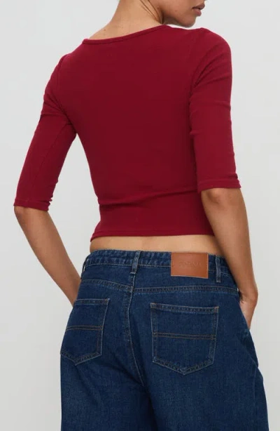 Princess Polly Elaia Three-quarter Sleeve Crop Top In Red