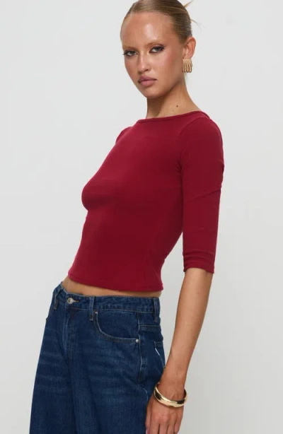 Princess Polly Elaia Three-quarter Sleeve Crop Top In Red