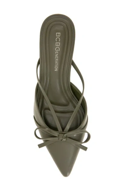 Bcbg Deen Pointed Toe Kitten Heel Mule In Green