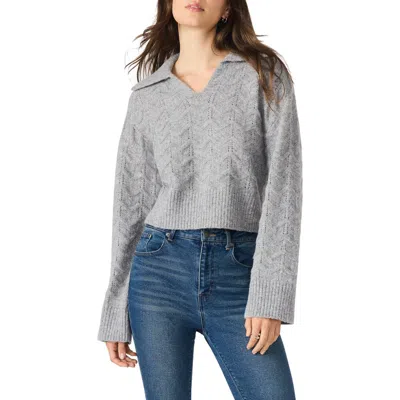 Steve Madden Esthere Pointelle Collar Sweater In Gray