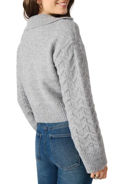 Steve Madden Esthere Pointelle Collar Sweater In Gray