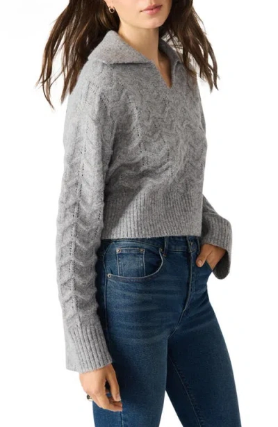 Steve Madden Esthere Pointelle Collar Sweater In Gray