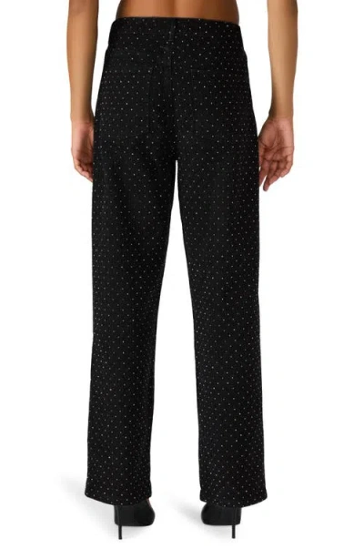 Steve Madden Avaline Crystal Embellished High Waist Relaxed Straight Leg Jeans In Black