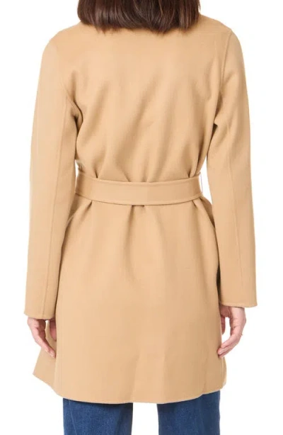 Sofia Cashmere Double Face Wool Blend Wrap Coat In Gold