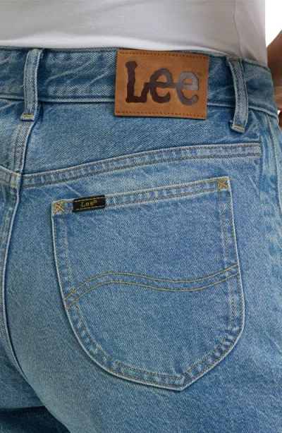 Lee Rider Low Slung Raw Hem Barrel Leg Jeans In Blue