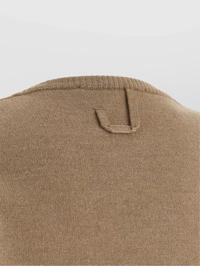 Jacquemus Le Gilet Doppio Beige Cardigan With Round Neck And Ribbed Trims In Wool Blend Stretch Woman In Neutral