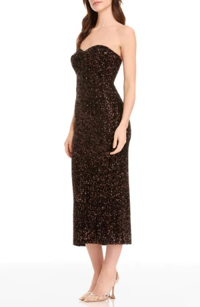 Dress The Population Women's Vada Sweetheart Neck Dress In Brown