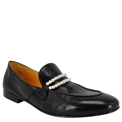 Madison Maison Leather Pearl Flat Loafer In Black