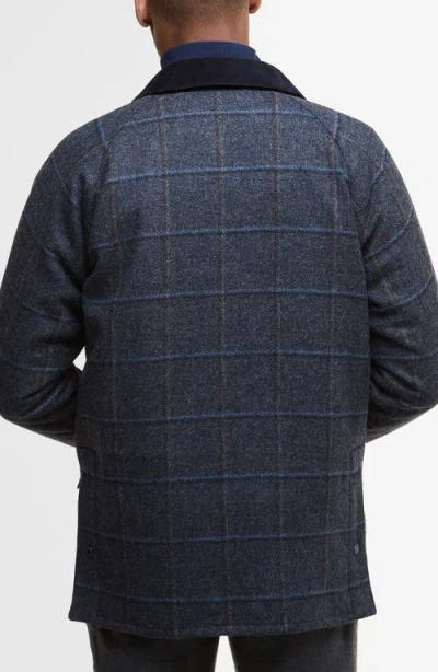 Barbour Bedale Check Corduroy Collar Wool Jacket In Blue