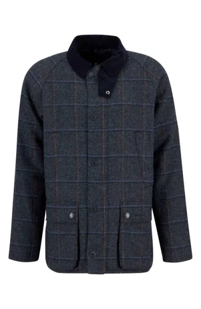 Barbour Bedale Check Corduroy Collar Wool Jacket In Blue