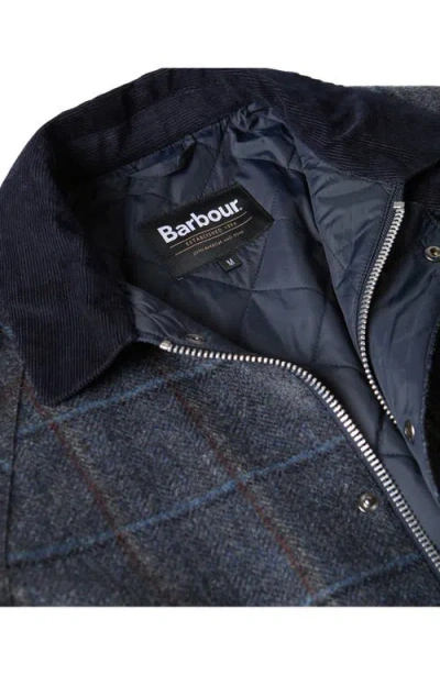 Barbour Bedale Check Corduroy Collar Wool Jacket In Blue