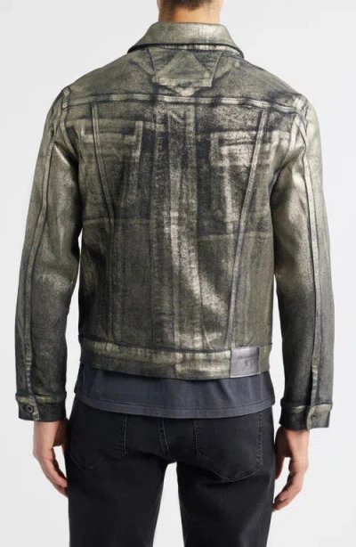John Varvatos Anthony Foil Trucker Jacket In Gray