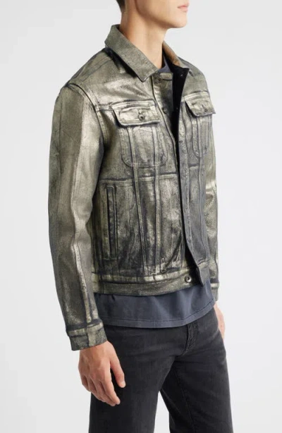 John Varvatos Anthony Foil Trucker Jacket In Gray