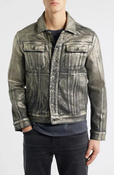 John Varvatos Anthony Foil Trucker Jacket In Gray