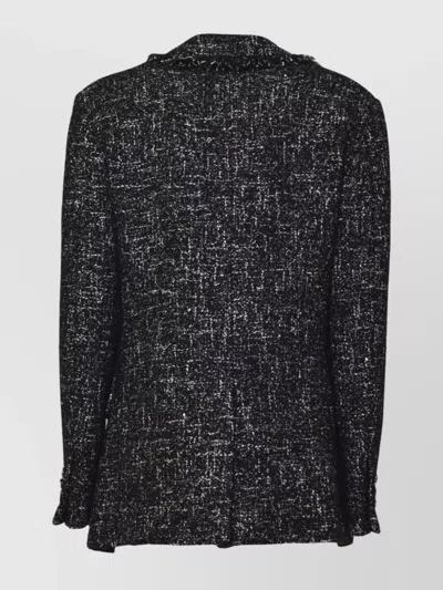 Msgm Tailored Textured Jacket With Frayed Edges In Gray