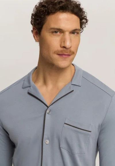 Hanro Button Front Cotton Pajama Set In Gray