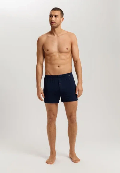 Hanro Single Jersey Boxers With Button Fly In Blue