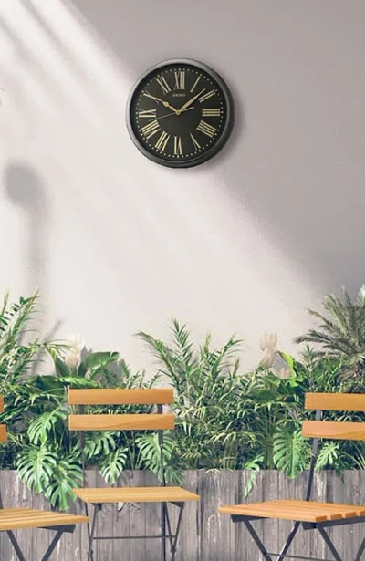 Seiko Splash Resistant Outdoor Wall Clock In Black