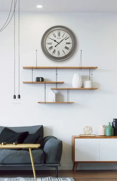 Seiko Noa Wide Frame Wall Clock In Gray