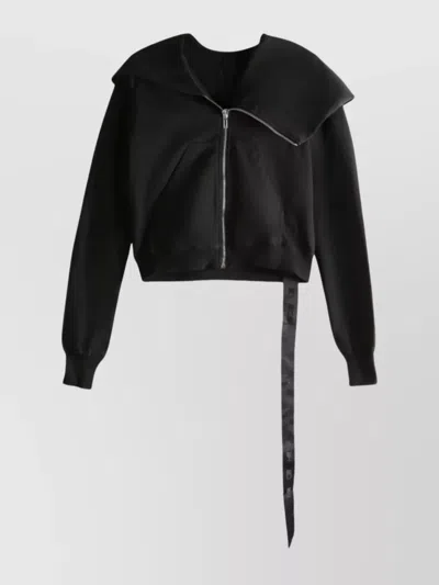 Rick Owens Drkshdw Full Hooded Long Sleeve Zip Cardigan In Black