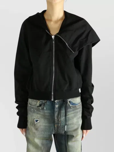Rick Owens Drkshdw Full Hooded Long Sleeve Zip Cardigan In Black