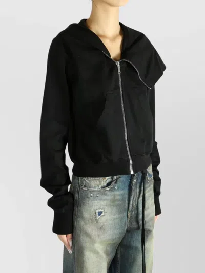 Rick Owens Drkshdw Full Hooded Long Sleeve Zip Cardigan In Black