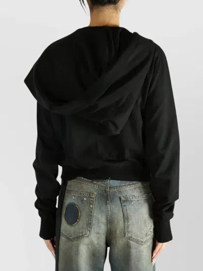 Rick Owens Drkshdw Full Hooded Long Sleeve Zip Cardigan In Black