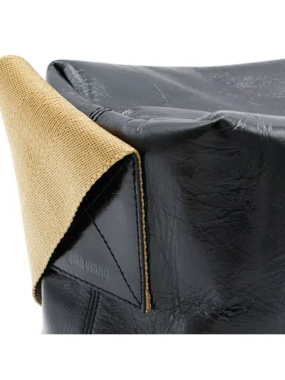 Uma Wang Textured Leather Shoulder Bag With Adjustable Strap In Black