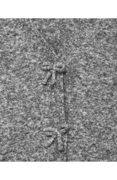 Mango Wool Mix Bow Detail Cardigan In Gray