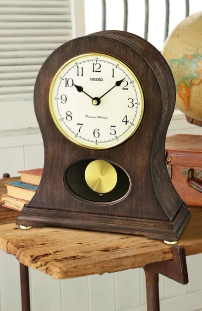 Seiko Tai Dual Chime Mantel Clock In Brown