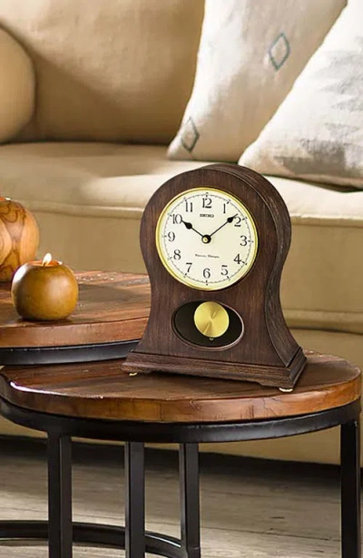 Seiko Tai Dual Chime Mantel Clock In Brown