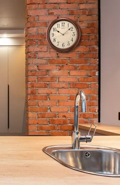 Seiko Wood Finished Wall Clock In Brown