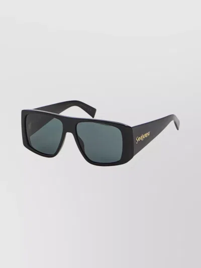 Saint Laurent Rectangle Frame Sunglasses Engraved Arms In Black