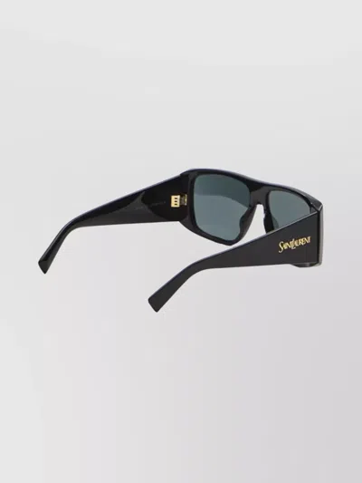 Saint Laurent Rectangle Frame Sunglasses Engraved Arms In Black