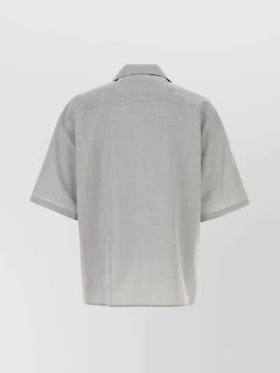 Loewe Lightweight Short Sleeve Wool Shirt In Gray