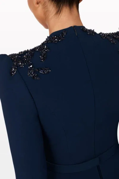 Jenny Packham Night Flowering Sequin-embellished V-neck Maxi Dress In Blue