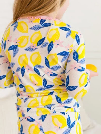 Rufflebutts Softsnooze Girls Ruffle Long Sleeve Pajama Set In Yellow