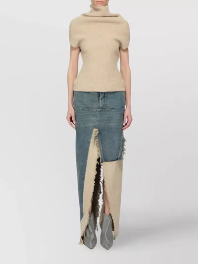 Rick Owens Women's Asymmetric Denim Skirt Slits In Multi