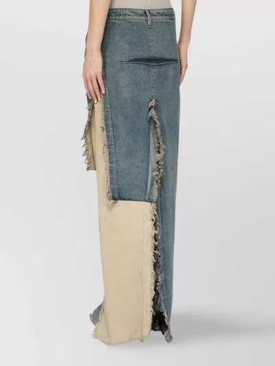 Rick Owens Women's Asymmetric Denim Skirt Slits In Multi